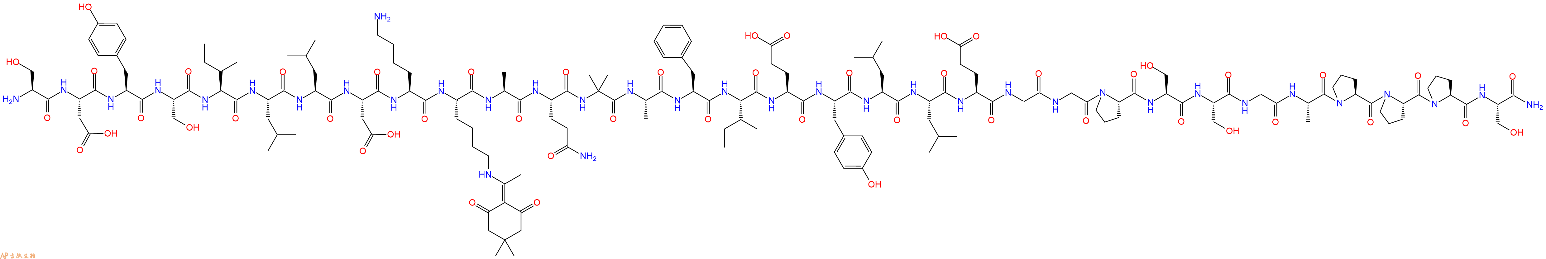 专肽生物产品H2N-Ser-Asp-Tyr-Ser-Ile-Leu-Leu-Asp-Lys-Lys(Dde)-Ala-Gln-Aib-Ala-Phe-Ile-Glu-Tyr-Leu-Leu-Glu-Gly-Gly-Pro-Ser-Ser-Gly-Ala-Pro-Pro-Pro-Ser-CONH2
