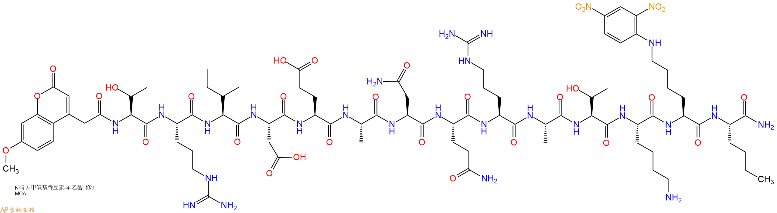 专肽生物产品MCA-Thr-Arg-Ile-Asp-Glu-Ala-Asn-Gln-Arg-Ala-Thr-Lys-Lys(Dnp)-Nle-CONH2