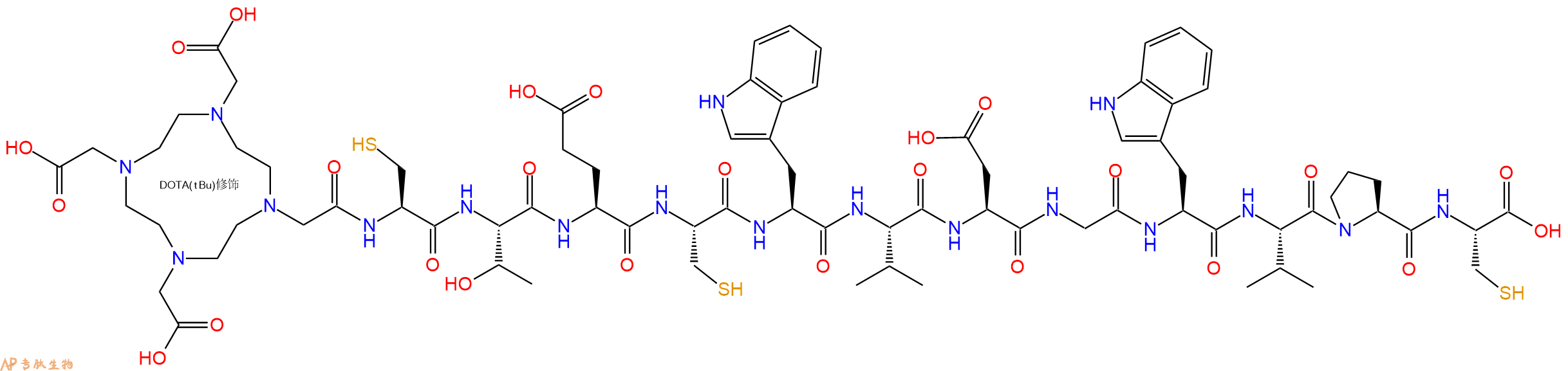 专肽生物产品DOTA-Cys-Thr-Glu-Cys-Trp-Val-Asp-Gly-Trp-Val-Pro-Cys-OH