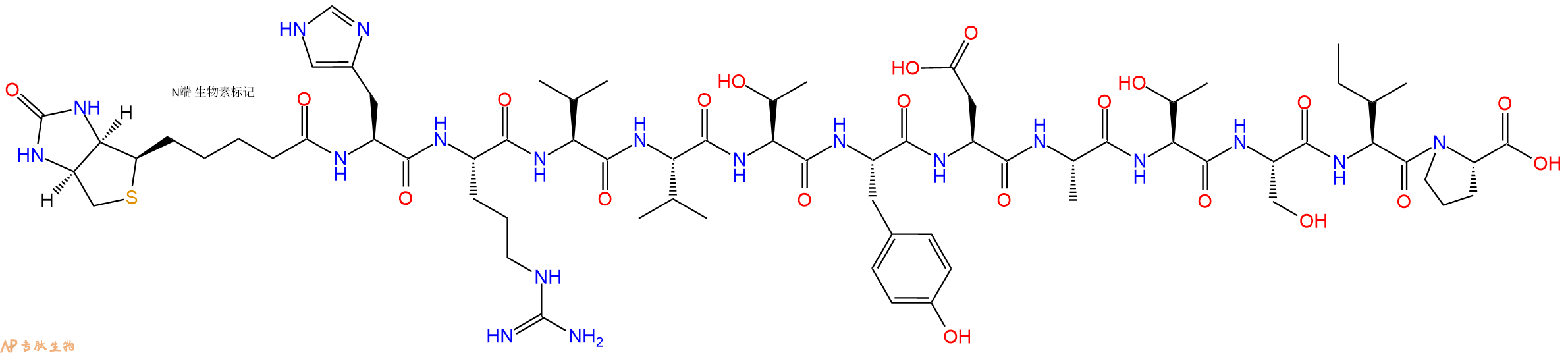 专肽生物产品Biotinyl-His-Arg-Val-Val-Thr-Tyr-Asp-Ala-Thr-Ser-Ile-Pro-OH