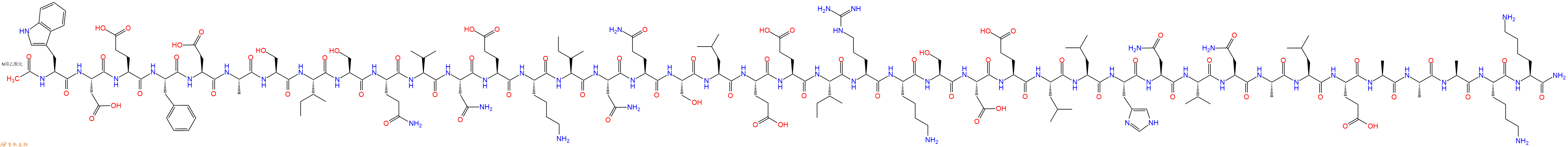 专肽生物产品Ac-Trp-Asp-Glu-Phe-Asp-Ala-Ser-Ile-Ser-Gln-Val-Asn-Glu-Lys-Ile-Asn-Gln-Ser-Leu-Glu-Glu-Ile-Arg-Lys-Ser-Asp-Glu-Leu-Leu-His-Asn-Val-Asn-Ala-Leu-Glu-Ala-Ala-Ala-Lys-Lys-CONH2
