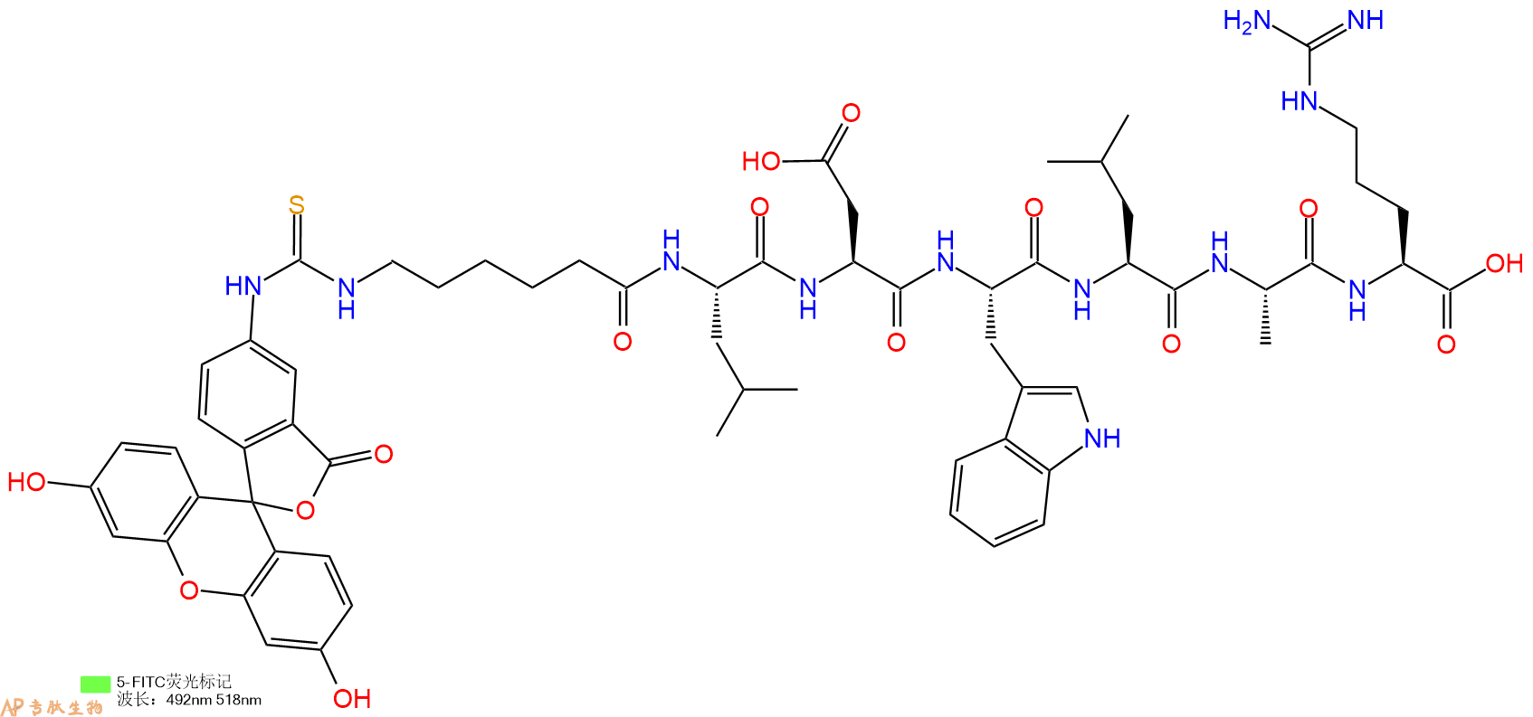 专肽生物产品5FITC-Ahx-Leu-Asp-Trp-Leu-Ala-Arg-OH