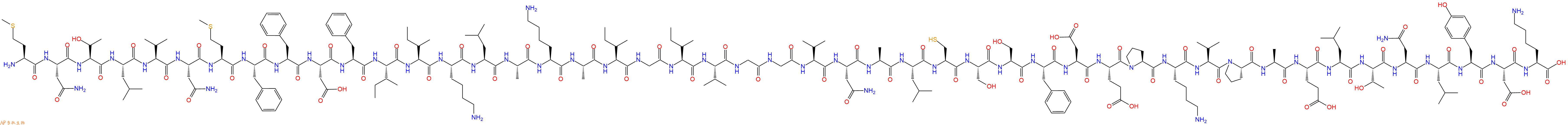 专肽生物产品H2N-Met-Asn-Thr-Leu-Val-Asn-Met-Phe-Phe-Asp-Phe-Ile-Ile-Lys-Leu-Ala-Lys-Ala-Ile-Gly-Ile-Val-Gly-Gly-Val-Asn-Ala-Leu-Cys-Ser-Ser-Phe-Asp-Glu-Pro-Lys-Val-Pro-Ala-Glu-Leu-Thr-Asn-Leu-Tyr-Asp-Lys-OH