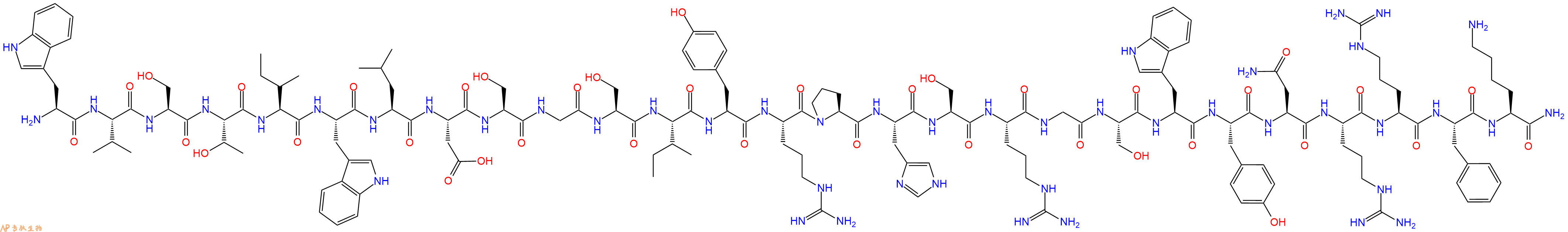 专肽生物产品H2N-Trp-Val-Ser-Thr-Ile-Trp-Leu-Asp-Ser-Gly-Ser-Ile-Tyr-Arg-Pro-His-Ser-Arg-Gly-Ser-Trp-Tyr-Asn-Arg-Arg-Phe-Lys-CONH2