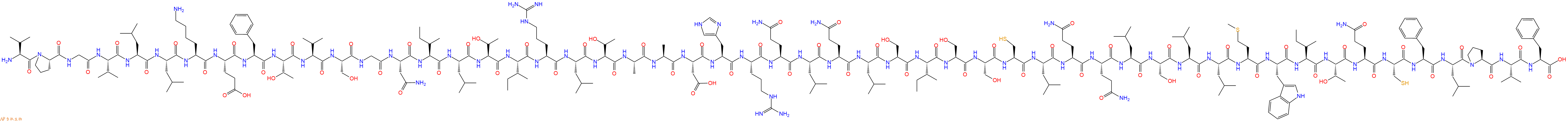 专肽生物产品H2N-Val-Pro-Gly-Val-Leu-Leu-Lys-Glu-Phe-Thr-Val-Ser-Gly-Asn-Ile-Leu-Thr-Ile-Arg-Leu-Thr-Ala-Ala-Asp-His-Arg-Gln-Leu-Gln-Leu-Ser-Ile-Ser-Ser-Cys-Leu-Gln-Gln-Leu-Ser-Leu-Leu-Met-Trp-Ile-Thr-Gln-Cys-Phe-Leu-Pro-Val-Phe-OH
