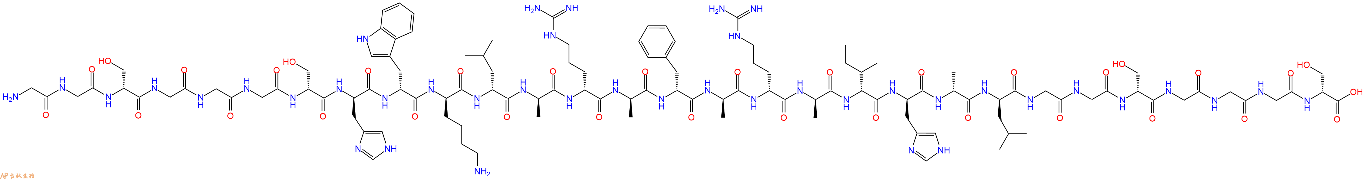 专肽生物产品H2N-Gly-Gly-DSer-Gly-Gly-Gly-DSer-DHis-DTrp-DLys-DLeu-DAla-DArg-DAla-DPhe-DAla-DArg-DAla-DIle-DHis-DAla-DLeu-Gly-Gly-DSer-Gly-Gly-Gly-DSer-OH
