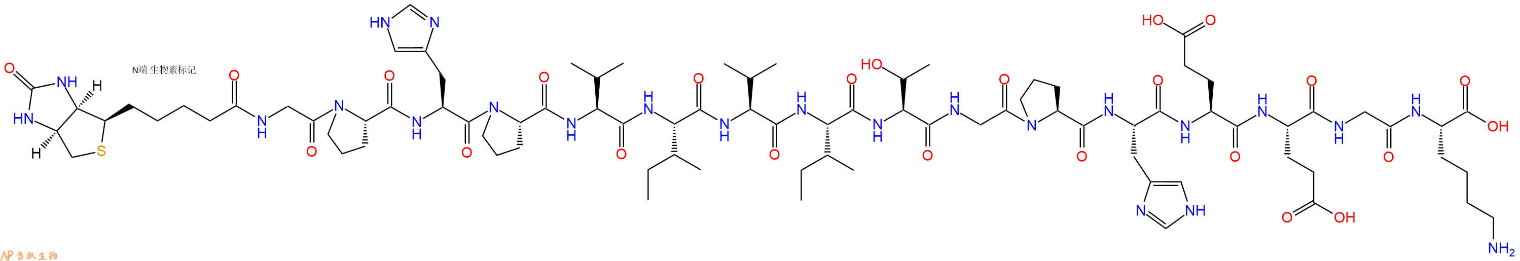 专肽生物产品Biotinyl-Gly-Pro-His-Pro-Val-Ile-Val-Ile-Thr-Gly-Pro-His-Glu-Glu-Gly-Lys-OH