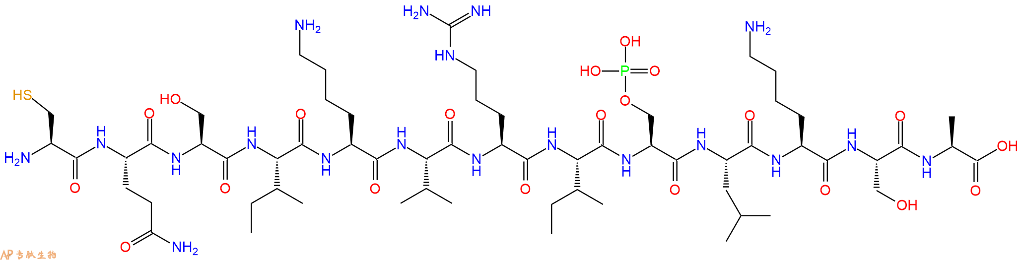专肽生物产品H2N-Cys-Gln-Ser-Ile-Lys-Val-Arg-Ile-Ser(PO3H2)-Leu-Lys-Ser-Ala-OH