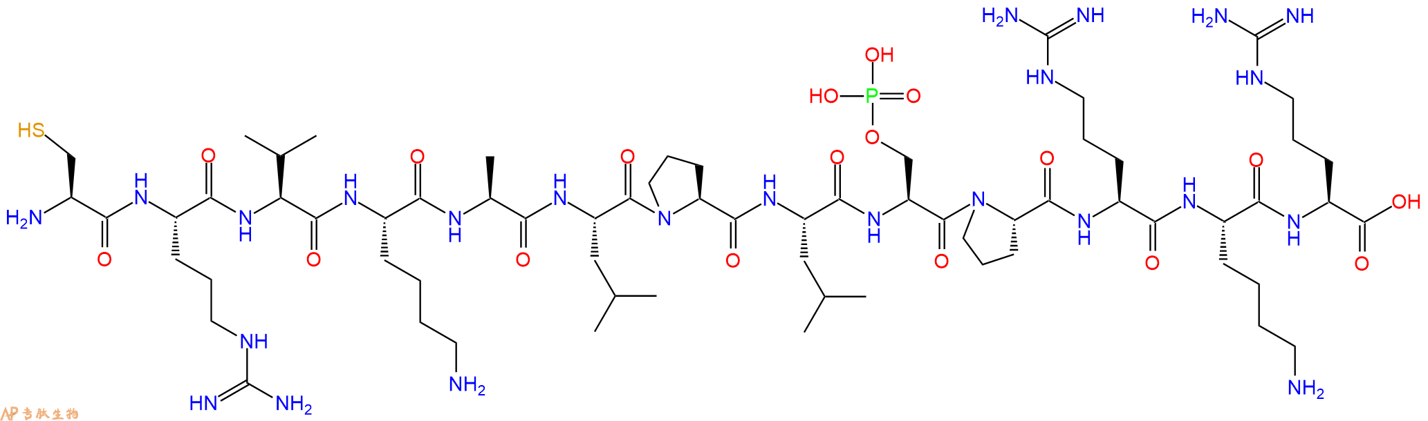 专肽生物产品H2N-Cys-Arg-Val-Lys-Ala-Leu-Pro-Leu-Ser(PO3H2)-Pro-Arg-Lys-Arg-OH