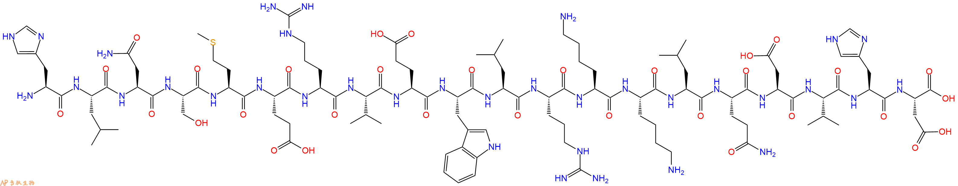 专肽生物产品H2N-His-Leu-Asn-Ser-Met-Glu-Arg-Val-Glu-Trp-Leu-Arg-Lys-Lys-Leu-Gln-Asp-Val-His-Asp-OH
