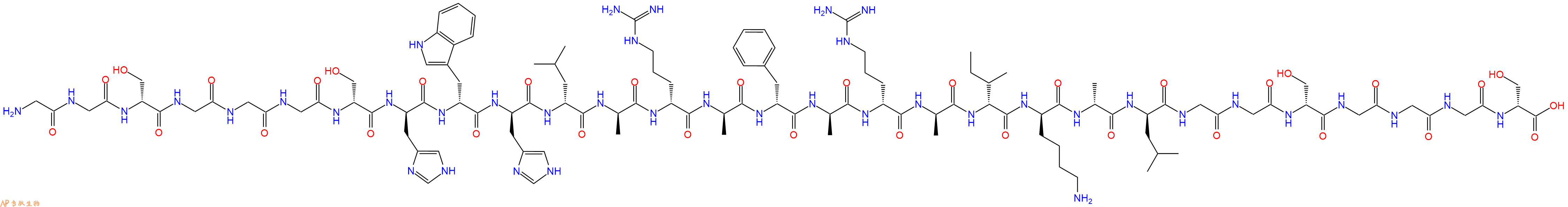 专肽生物产品H2N-Gly-Gly-DSer-Gly-Gly-Gly-DSer-DHis-DTrp-DHis-DLeu-DAla-DArg-DAla-DPhe-DAla-DArg-DAla-DIle-DLys-DAla-DLeu-Gly-Gly-DSer-Gly-Gly-Gly-DSer-OH