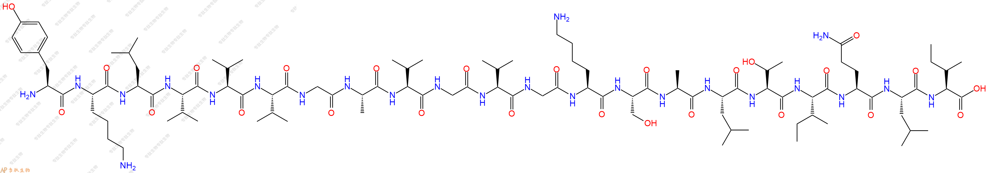 专肽生物产品H2N-Tyr-Lys-Leu-Val-Val-Val-Gly-Ala-Val-Gly-Val-Gly-Lys-Ser-Ala-Leu-Thr-Ile-Gln-Leu-Ile-OH