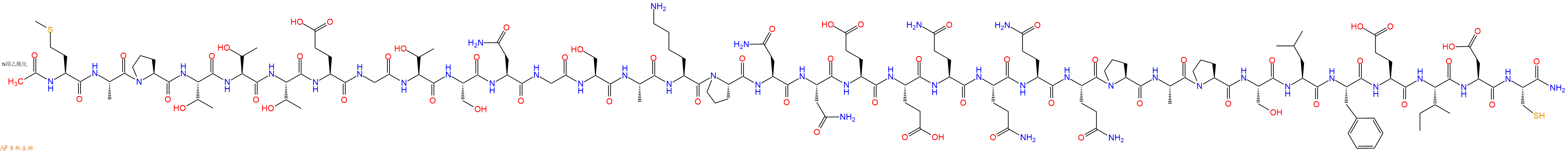 专肽生物产品Ac-Met-Ala-Pro-Thr-Thr-Thr-Glu-Gly-Thr-Ser-Asn-Gly-Ser-Ala-Lys-Pro-Asn-Asn-Glu-Glu-Gln-Gln-Gln-Gln-Pro-Ala-Pro-Ser-Leu-Phe-Glu-Ile-Asp-Cys-CONH2