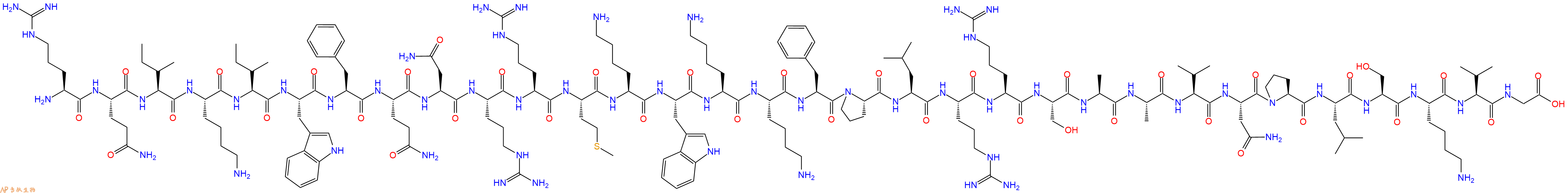 专肽生物产品H2N-Arg-Gln-Ile-Lys-Ile-Trp-Phe-Gln-Asn-Arg-Arg-Met-Lys-Trp-Lys-Lys-Phe-Pro-Leu-Arg-Arg-Ser-Ala-Ala-Val-Asn-Pro-Leu-Ser-Lys-Val-Gly-OH