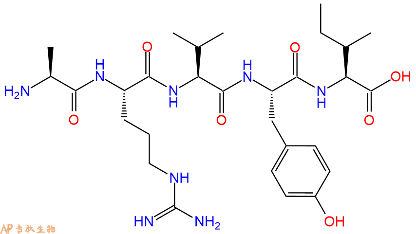 专肽生物产品H2N-Ala-Arg-Val-Tyr-Ile-OH