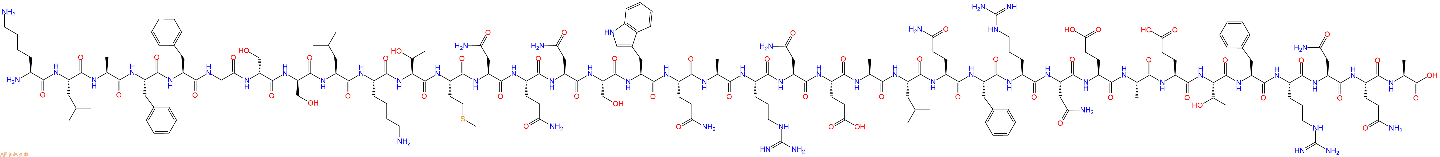 专肽生物产品H2N-Lys-Leu-Ala-Phe-Phe-Gly-DSer-DSer-Leu-Lys-Thr-Met-Asn-Gln-Asn-Ser-Trp-Gln-Ala-Arg-Asn-Glu-Ala-Leu-Gln-Phe-Arg-Asn-Glu-Ala-Glu-Thr-Phe-Arg-Asn-Gln-Ala-OH
