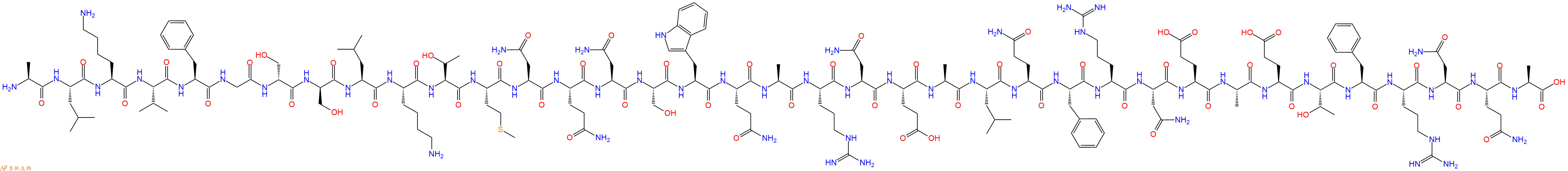 专肽生物产品H2N-Ala-Leu-Lys-Val-Phe-Gly-DSer-DSer-Leu-Lys-Thr-Met-Asn-Gln-Asn-Ser-Trp-Gln-Ala-Arg-Asn-Glu-Ala-Leu-Gln-Phe-Arg-Asn-Glu-Ala-Glu-Thr-Phe-Arg-Asn-Gln-Ala-OH