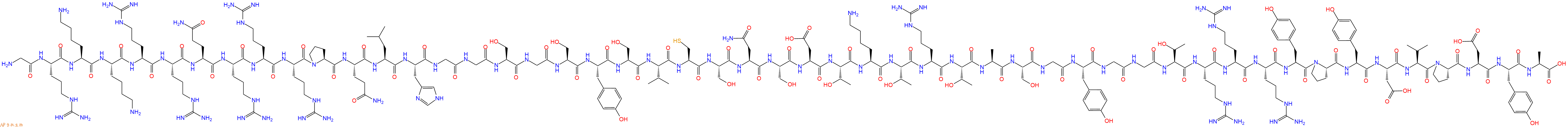 专肽生物产品H2N-Gly-Arg-Lys-Lys-Arg-Arg-Gln-Arg-Arg-Arg-Pro-Gln-Leu-His-Gly-Gly-Ser-Gly-Ser-Tyr-Ser-Val-Cys-Ser-Asn-Ser-Asp-Thr-Lys-Thr-Arg-Thr-Ala-Ser-Gly-Tyr-Gly-Gly-Thr-Arg-Arg-Arg-Tyr-Pro-Tyr-Asp-Val-Pro-Asp-Tyr-Ala-OH