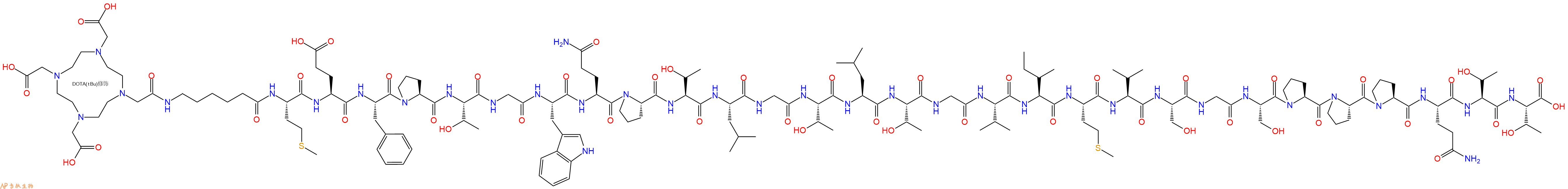 专肽生物产品DOTA-Ahx-Met-Glu-Phe-Pro-Thr-Gly-Trp-Gln-Pro-Thr-Leu-Gly-Thr-Leu-Thr-Gly-Val-Ile-Met-Val-Ser-Gly-Ser-Pro-Pro-Pro-Gln-Thr-Thr-OH