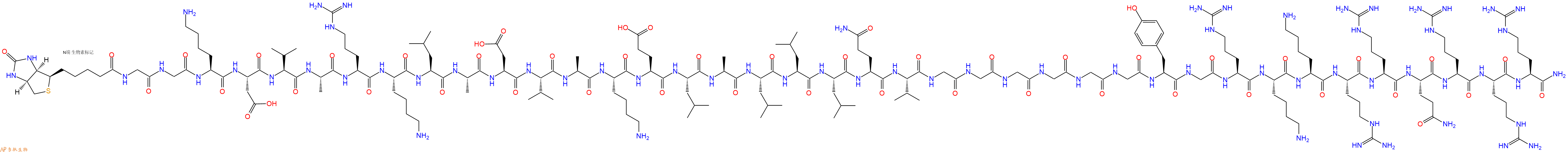 专肽生物产品Biotinyl-Gly-Gly-Lys-Asp-Val-Ala-Arg-Lys-Leu-Ala-Asp-Val-Ala-Lys-Glu-Leu-Ala-Leu-Leu-Leu-Gln-Val-Gly-Gly-Gly-Gly-Gly-Gly-Tyr-Gly-Arg-Lys-Lys-Arg-Arg-Gln-Arg-Arg-Arg-CONH2