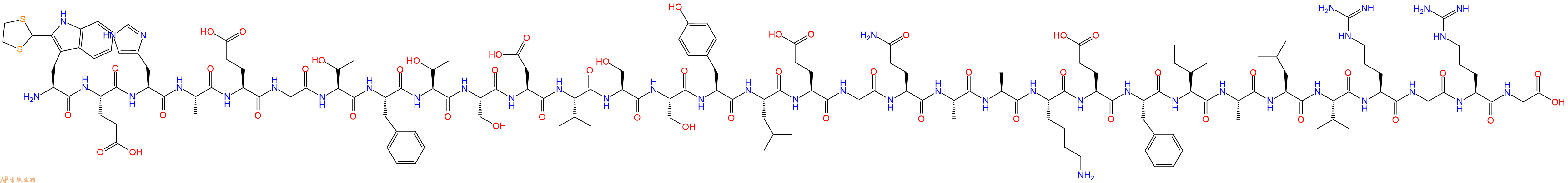 专肽生物产品H2N-{2_(1,3_dithiolan_2_yl)_Trp}-Glu-His-Ala-Glu-Gly-Thr-Phe-Thr-Ser-Asp-Val-Ser-Ser-Tyr-Leu-Glu-Gly-Gln-Ala-Ala-Lys-Glu-Phe-Ile-Ala-Leu-Val-Arg-Gly-Arg-Gly-OH