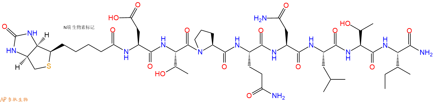 专肽生物产品Biotinyl-Asp-Thr-Pro-Gln-Asn-Leu-Thr-Ile-CONH2