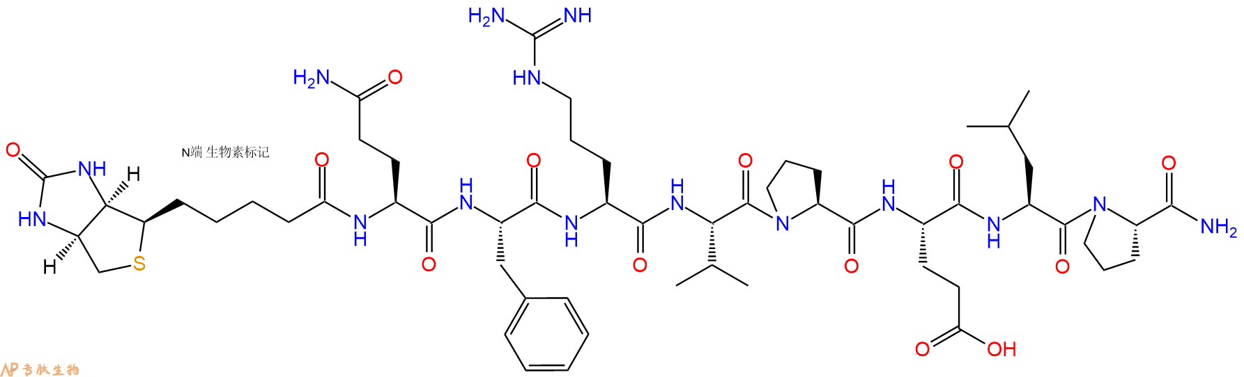 专肽生物产品Biotinyl-Gln-Phe-Arg-Val-Pro-Glu-Leu-Pro-CONH2