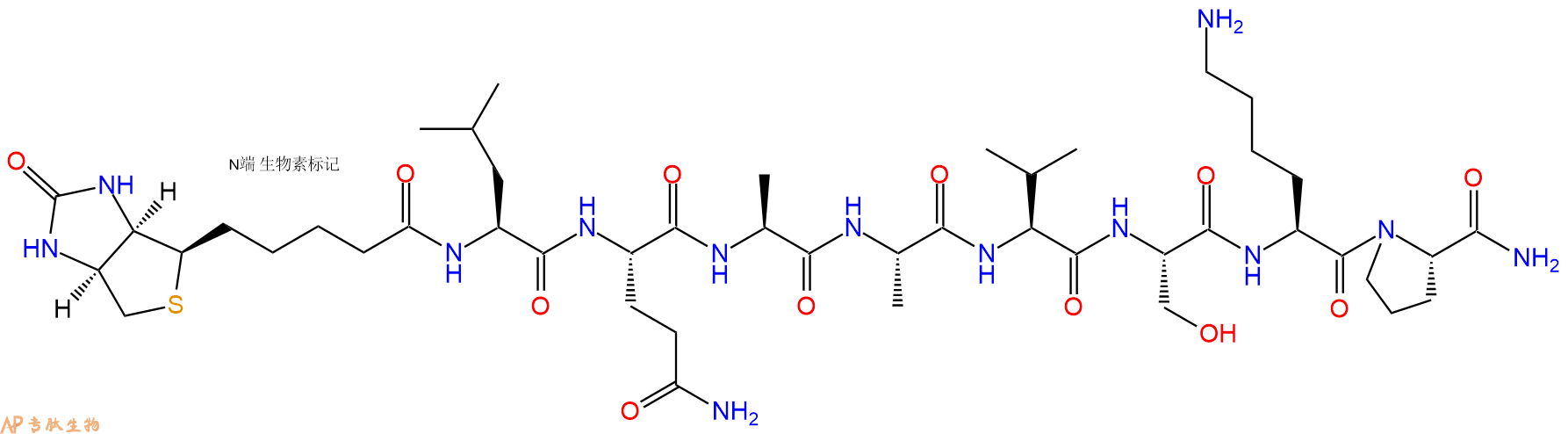 专肽生物产品Biotinyl-Leu-Gln-Ala-Ala-Val-Ser-Lys-Pro-CONH2