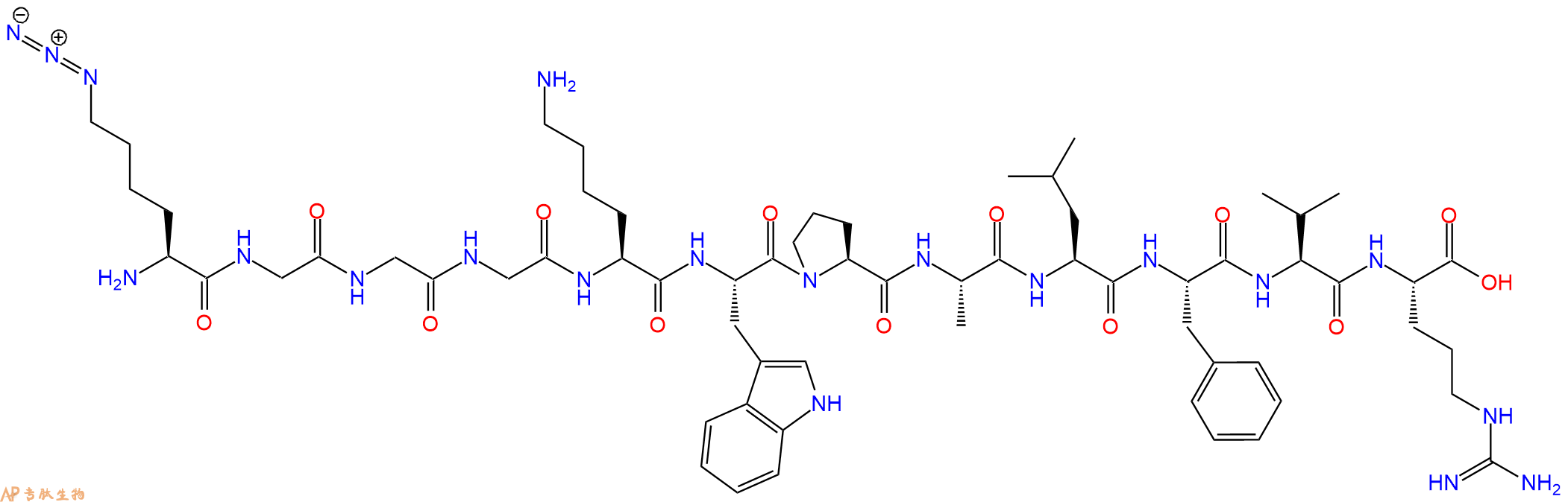 专肽生物产品H2N-Lys(N3)-Gly-Gly-Gly-Lys-Trp-Pro-Ala-Leu-Phe-Val-Arg-OH
