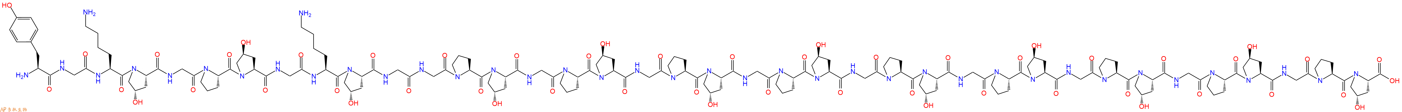 专肽生物产品H2N-Tyr-Gly-Lys-Hyp-Gly-Pro-Hyp-Gly-Lys-Hyp-Gly-Gly-Pro-Hyp-Gly-Pro-Hyp-Gly-Pro-Hyp-Gly-Pro-Hyp-Gly-Pro-Hyp-Gly-Pro-Hyp-Gly-Pro-Hyp-Gly-Pro-Hyp-Gly-Pro-Hyp-OH