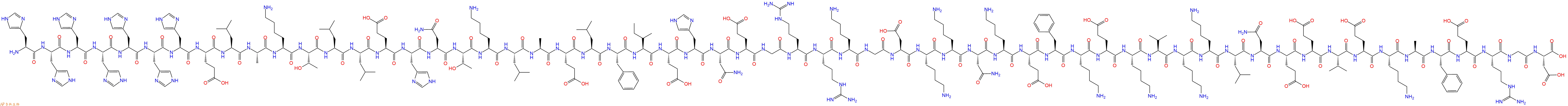 专肽生物产品H2N-His-His-His-His-His-His-His-Glu-Leu-Ala-Lys-Thr-Leu-Leu-Glu-His-Asn-Thr-Lys-Leu-Ala-Glu-Leu-Phe-Ile-Glu-His-Asn-Glu-Gly-Arg-Arg-Lys-Gly-Asp-Lys-Lys-Asn-Lys-Glu-Phe-Lys-Glu-Lys-Val-Lys-Lys-Leu-Asn-Glu-Glu-Val-Glu-Lys-Ala-Phe-Glu-Arg-Gly-Asp-OH