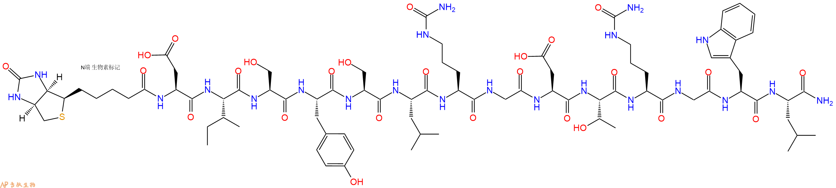 专肽生物产品Biotinyl-Asp-Ile-Ser-Tyr-Ser-Leu-Cit-Gly-Asp-Thr-Cit-Gly-Trp-Leu-CONH2
