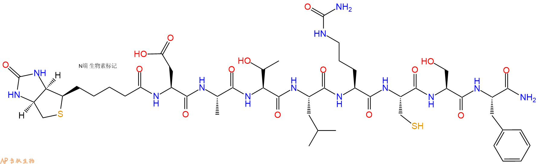 专肽生物产品Biotinyl-Asp-Ala-Thr-Leu-Cit-Cys-Ser-Phe-CONH2