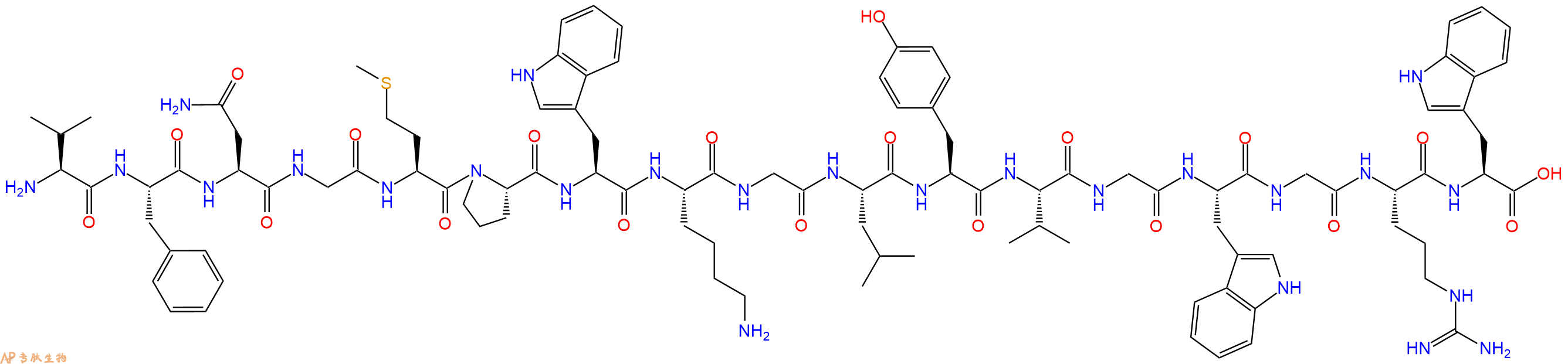 专肽生物产品H2N-Val-Phe-Asn-Gly-Met-Pro-Trp-Lys-Gly-Leu-Tyr-Val-Gly-Trp-Gly-Arg-Trp-OH