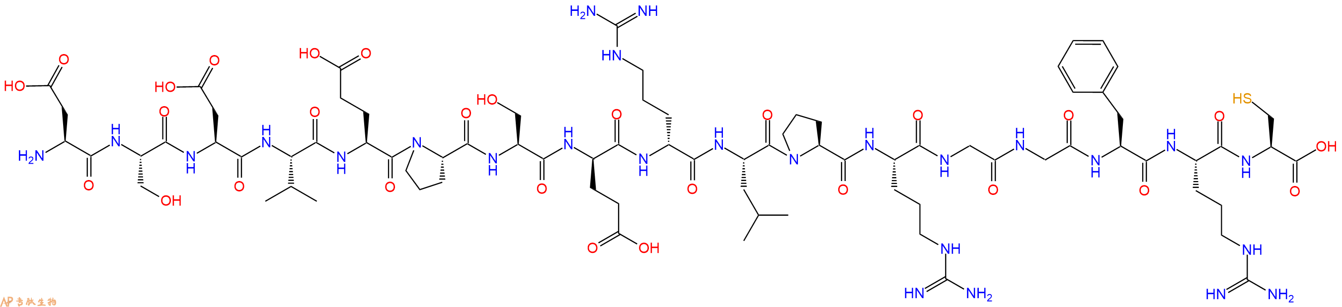 专肽生物产品H2N-Asp-Ser-Asp-Val-Glu-Pro-Ser-DGlu-DArg-Leu-Pro-Arg-Gly-Gly-Phe-Arg-Cys-OH