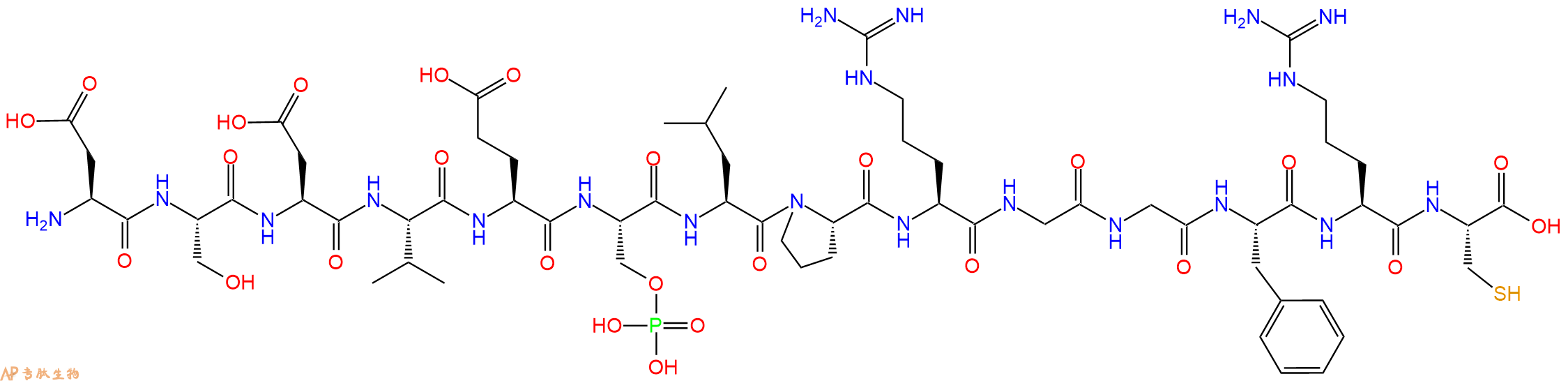专肽生物产品H2N-Asp-Ser-Asp-Val-Glu-Ser(PO3H2)-Leu-Pro-Arg-Gly-Gly-Phe-Arg-Cys-OH