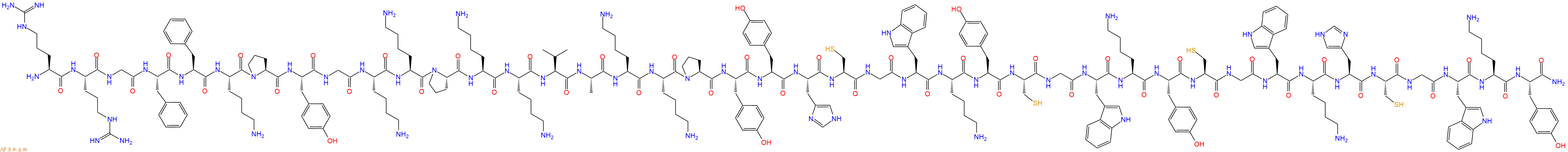 专肽生物产品H2N-Arg-Arg-Gly-Phe-Phe-Lys-Pro-Tyr-Gly-Lys-Lys-Pro-Lys-Lys-Val-Ala-Lys-Lys-Pro-Tyr-Tyr-His-Cys-Gly-Trp-Lys-Tyr-Cys-Gly-Trp-Lys-Tyr-Cys-Gly-Trp-Lys-His-Cys-Gly-Trp-Lys-Tyr-CONH2