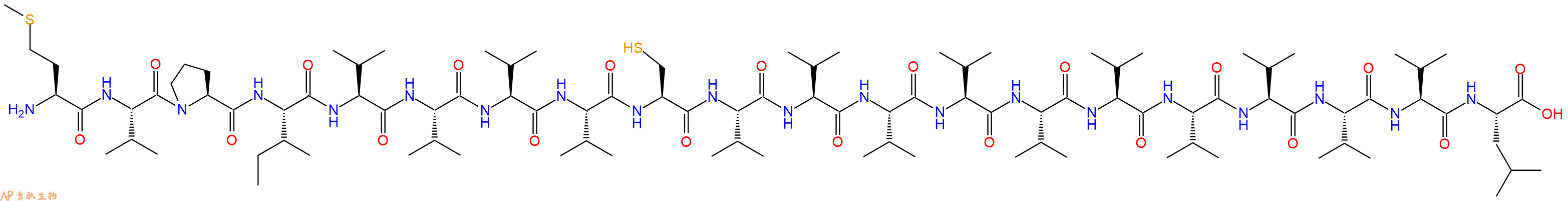 专肽生物产品H2N-Met-Val-Pro-Ile-Val-Val-Val-Val-Cys-Val-Val-Val-Val-Val-Val-Val-Val-Val-Val-Leu-OH