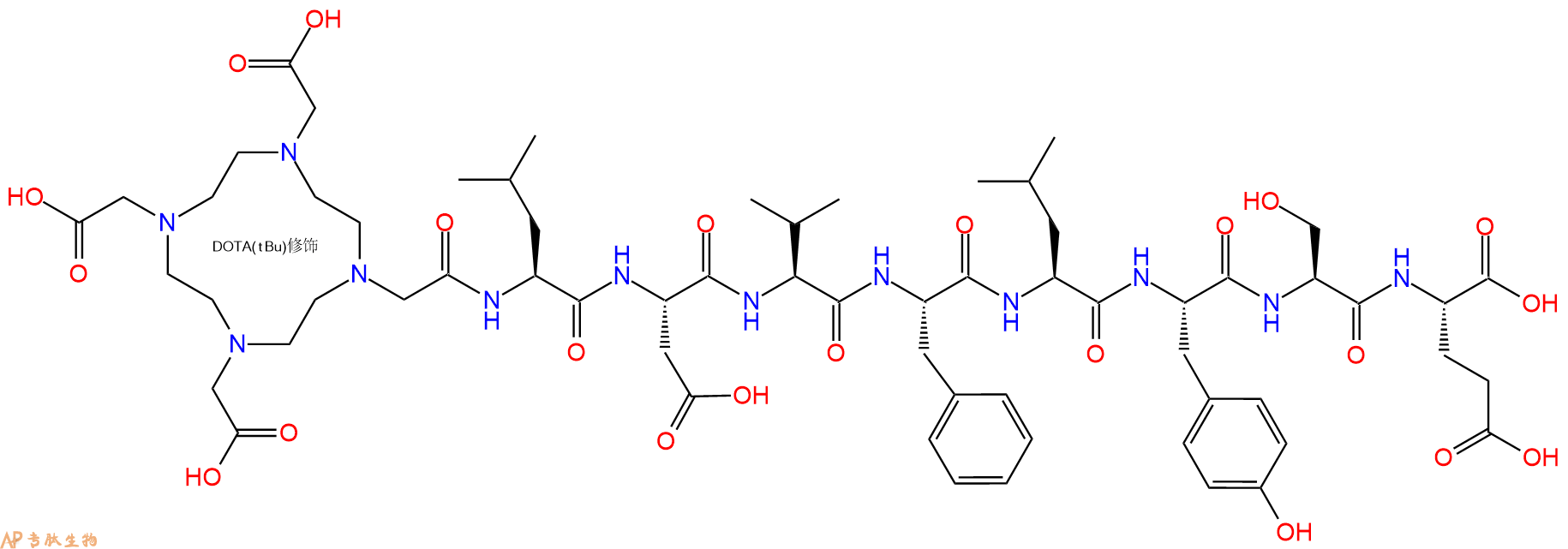 专肽生物产品DOTA-Leu-Asp-Val-Phe-Leu-Tyr-Ser-Glu-OH
