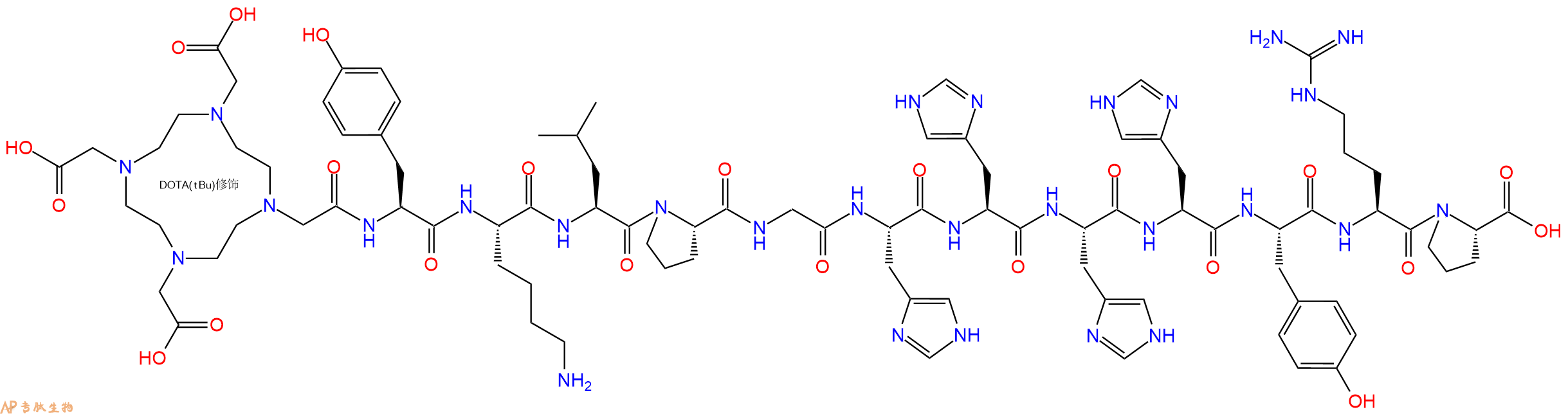 专肽生物产品DOTA-Tyr-Lys-Leu-Pro-Gly-His-His-His-His-Tyr-Arg-Pro-OH