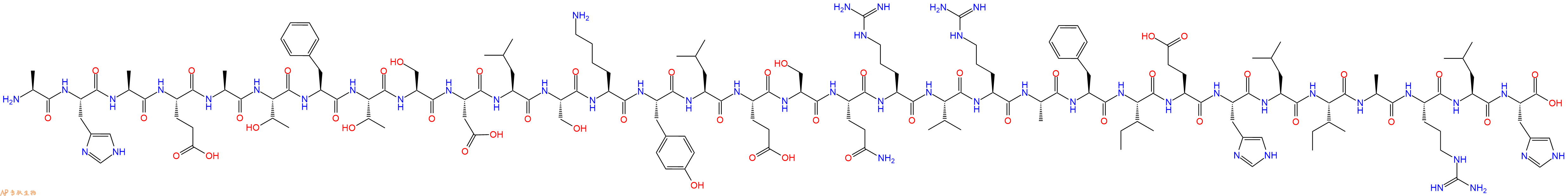 专肽生物产品H2N-Ala-His-Ala-Glu-Ala-Thr-Phe-Thr-Ser-Asp-Leu-Ser-Lys-Tyr-Leu-Glu-Ser-Gln-Arg-Val-Arg-Ala-Phe-Ile-Glu-His-Leu-Ile-Ala-Arg-Leu-His-OH