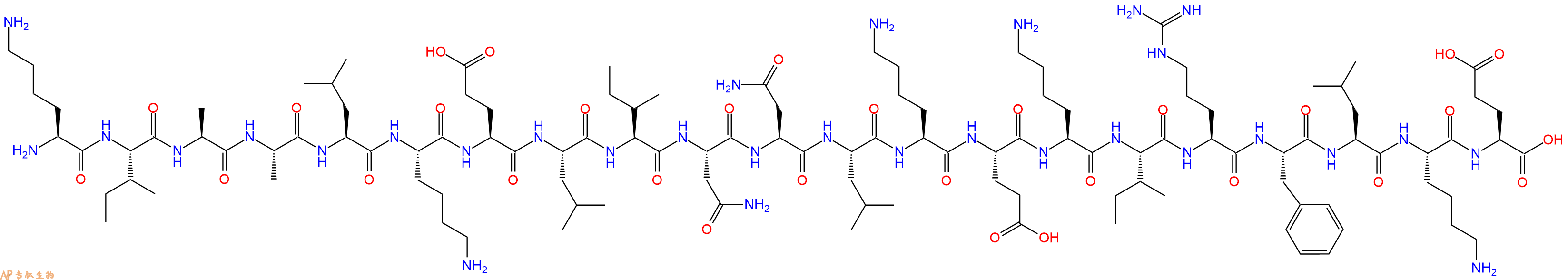 专肽生物产品H2N-Lys-Ile-Ala-Ala-Leu-Lys-Glu-Leu-Ile-Asn-Asn-Leu-Lys-Glu-Lys-Ile-Arg-Phe-Leu-Lys-Glu-OH