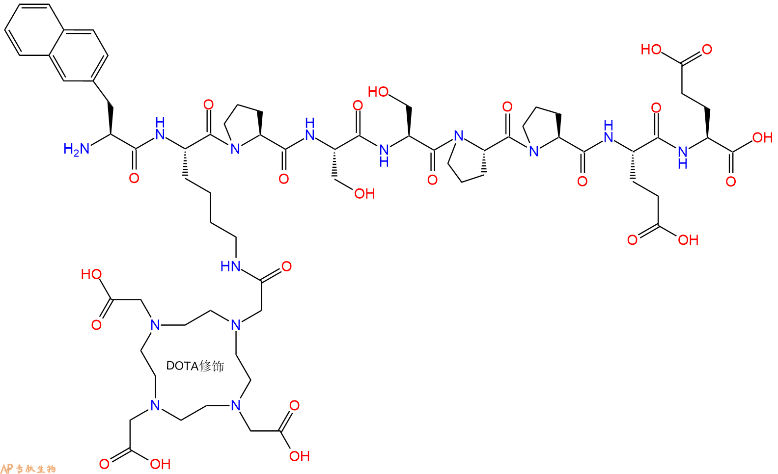 专肽生物产品H2N-2Nal-Lys(DOTA)-Pro-Ser-Ser-Pro-Pro-Glu-Glu-OH