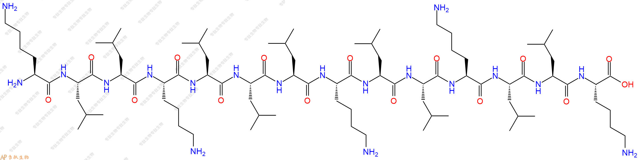专肽生物产品H2N-Lys-Leu-Leu-Lys-Leu-Leu-Leu-Lys-Leu-Leu-Lys-Leu-Leu-Lys-OH