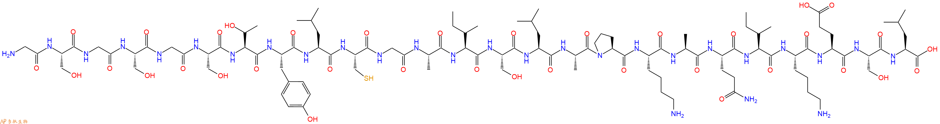 专肽生物产品H2N-Gly-Ser-Gly-Ser-Gly-Ser-Thr-Tyr-Leu-Cys-Gly-Ala-Ile-Ser-Leu-Ala-Pro-Lys-Ala-Gln-Ile-Lys-Glu-Ser-Leu-OH