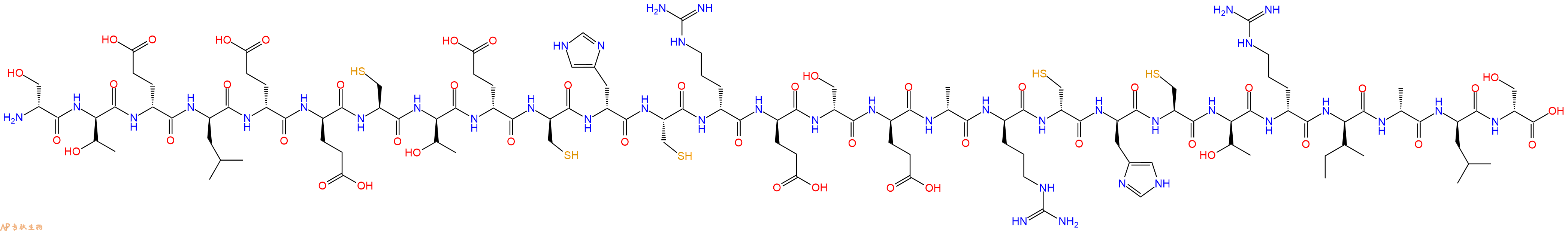 专肽生物产品H2N-DSer-DThr-DGlu-DLeu-DGlu-DGlu-Cys-DThr-DGlu-DCys-DHis-Cys-DArg-DGlu-DSer-DGlu-DAla-DArg-DCys-DHis-Cys-DThr-DArg-DIle-DAla-DLeu-DSer-OH