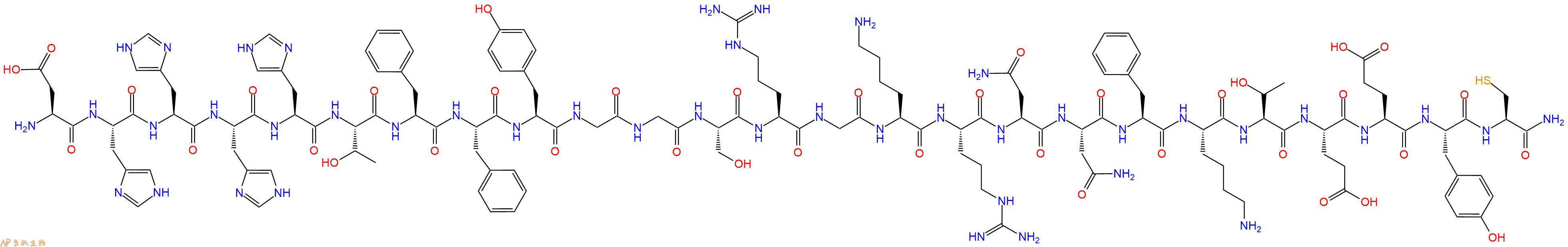 专肽生物产品H2N-Asp-His-His-His-His-Thr-Phe-Phe-Tyr-Gly-Gly-Ser-Arg-Gly-Lys-Arg-Asn-Asn-Phe-Lys-Thr-Glu-Glu-Tyr-Cys-CONH2