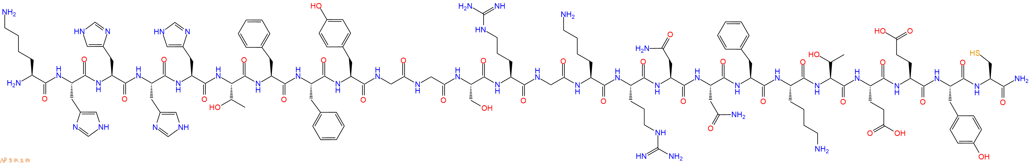 专肽生物产品H2N-Lys-His-His-His-His-Thr-Phe-Phe-Tyr-Gly-Gly-Ser-Arg-Gly-Lys-Arg-Asn-Asn-Phe-Lys-Thr-Glu-Glu-Tyr-Cys-CONH2