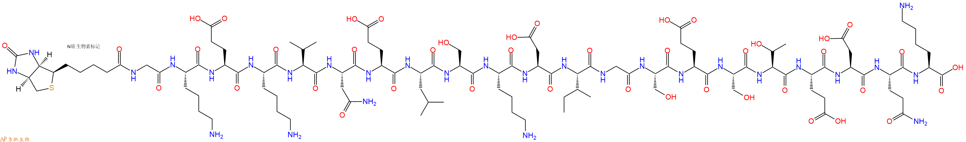 专肽生物产品Biotinyl-Gly-Lys-Glu-Lys-Val-Asn-Glu-Leu-Ser-Lys-Asp-Ile-Gly-Ser-Glu-Ser-Thr-Glu-Asp-Gln-Lys-OH