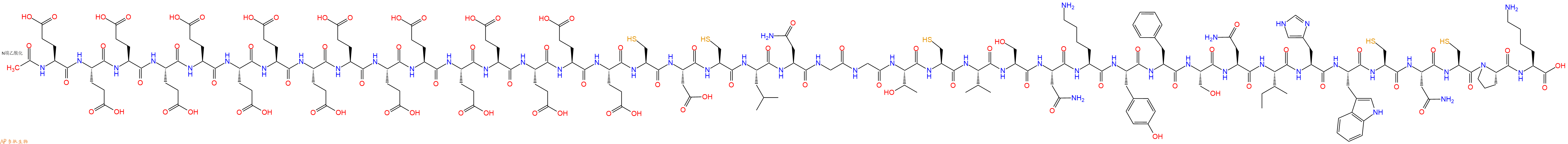 专肽生物产品Ac-Glu-Glu-Glu-Glu-Glu-Glu-Glu-Glu-Glu-Glu-Glu-Glu-Glu-Glu-Glu-Glu-Cys-Asp-Cys-Leu-Asn-Gly-Gly-Thr-Cys-Val-Ser-Asn-Lys-Tyr-Phe-Ser-Asn-Ile-His-Trp-Cys-Asn-Cys-Pro-Lys-OH